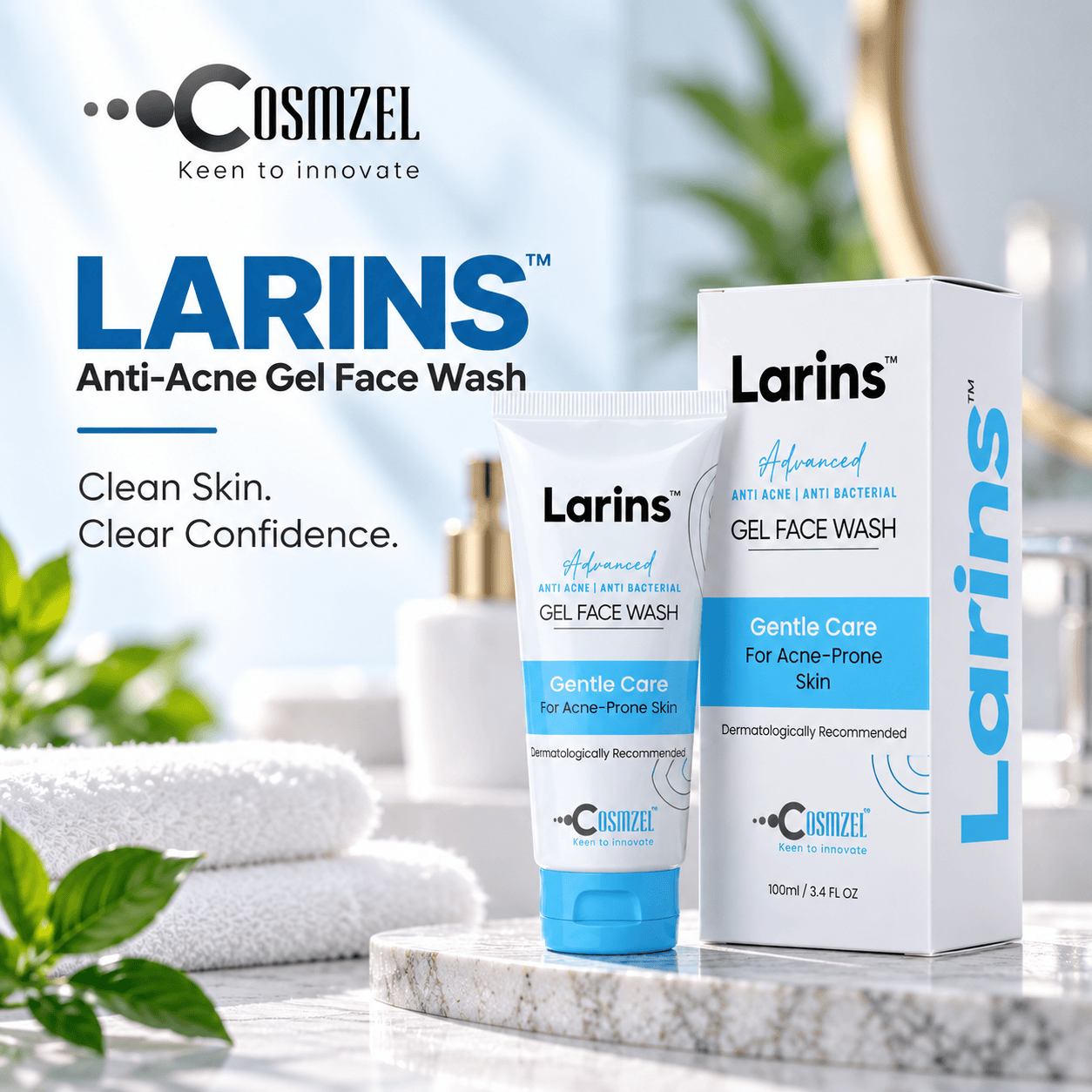 Cosmzel Skin Care Larins™ Facewash for Acne, Oily Skin & Clogged Pores